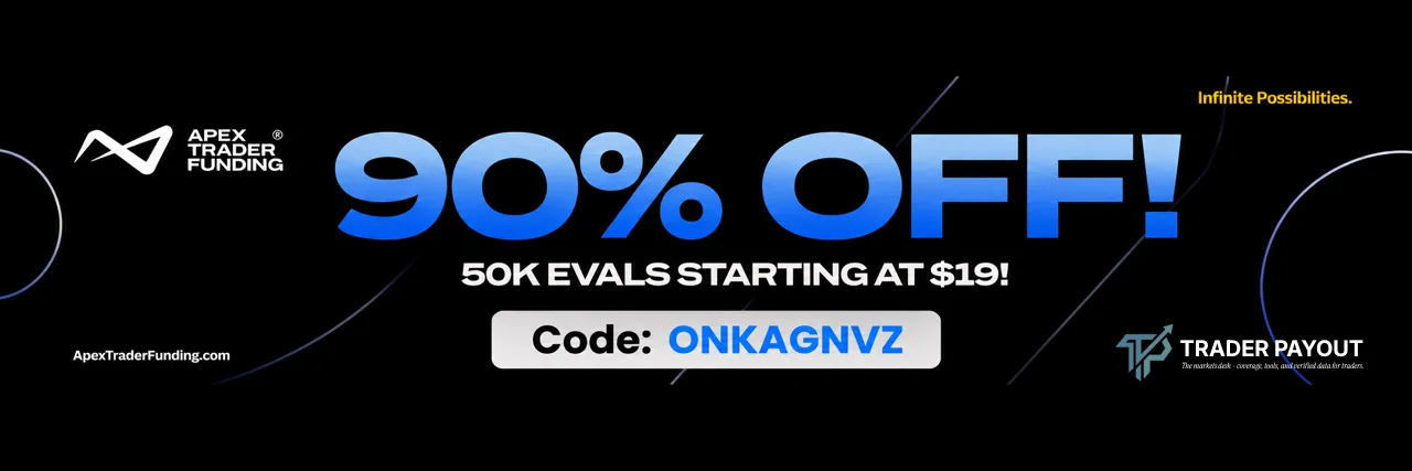 Apex Trader Funding 90% off evaluation discount - use code ONKAGNVZ