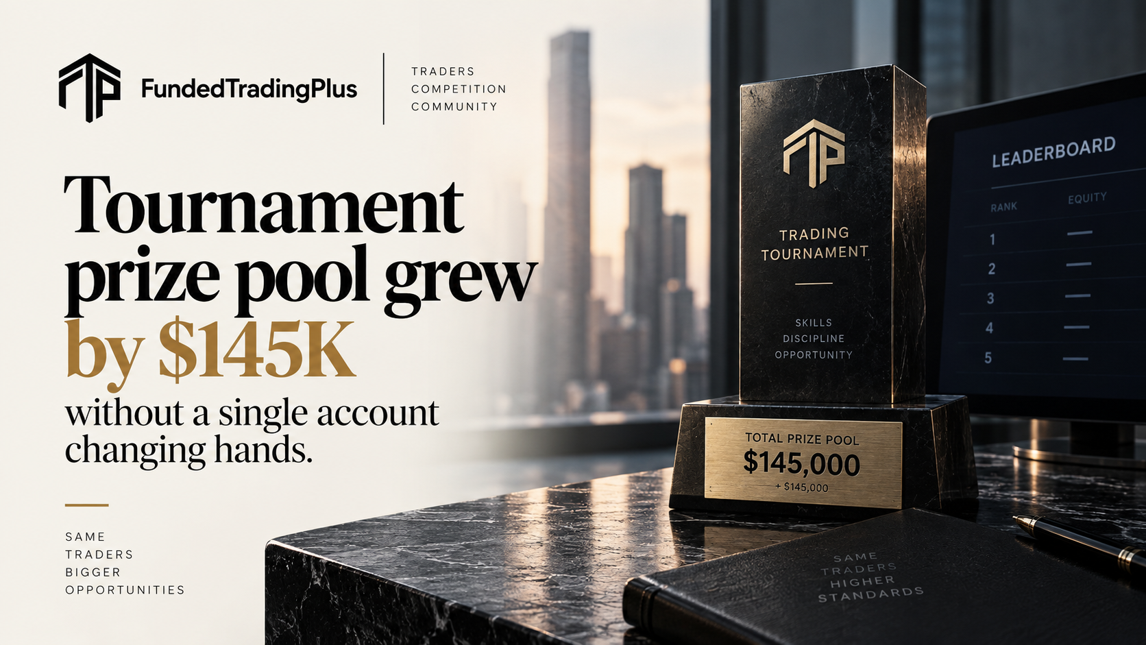 Illustration representing a prop trading firm competition leaderboard and prize pool.