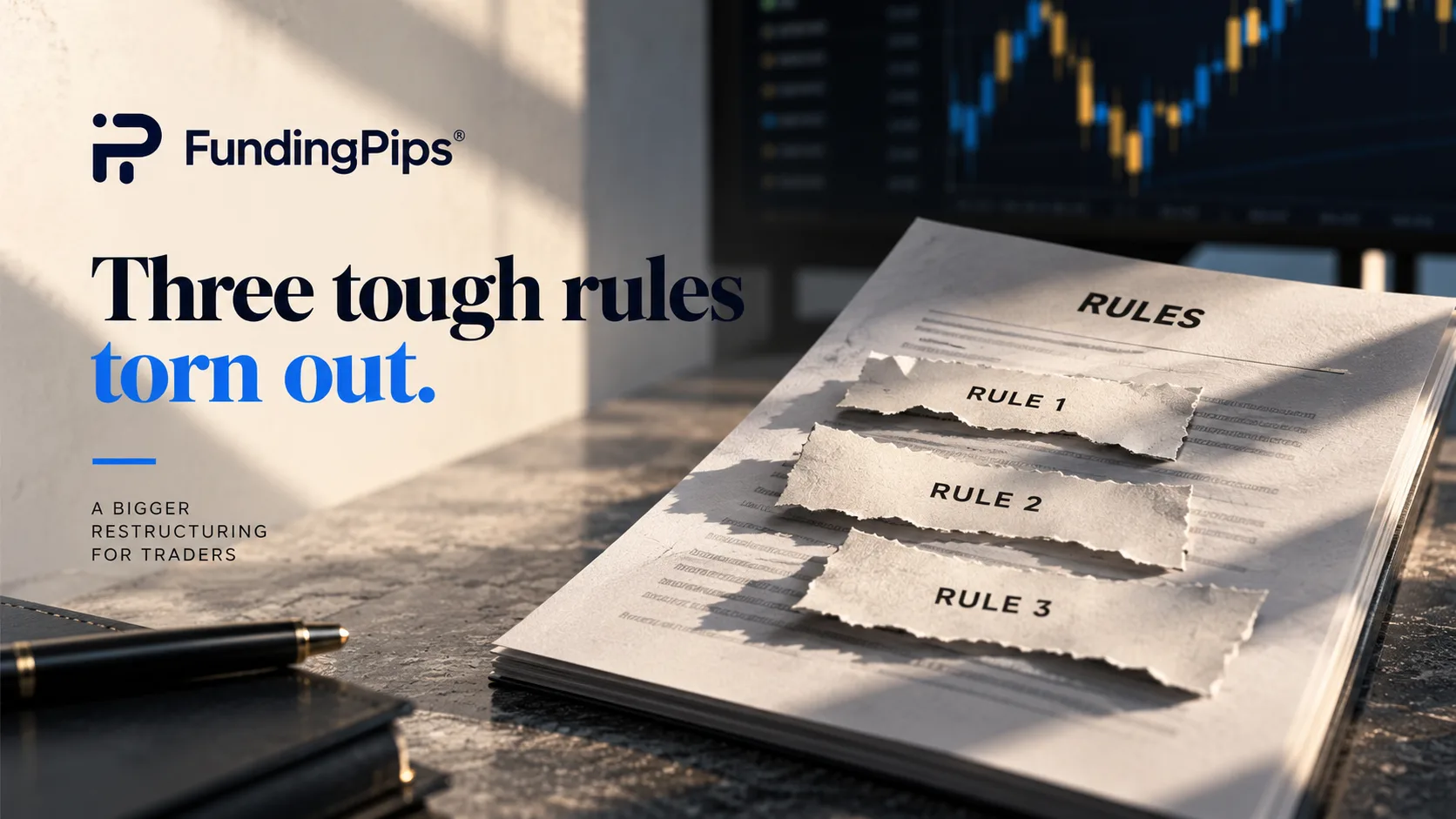 Illustration representing a trading firm removing restrictive rules from its evaluation programs.