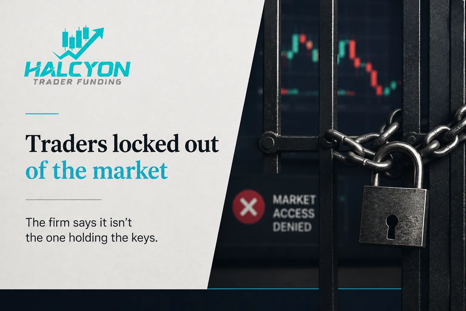 Illustration representing a prop firm data feed outage blocking market access.