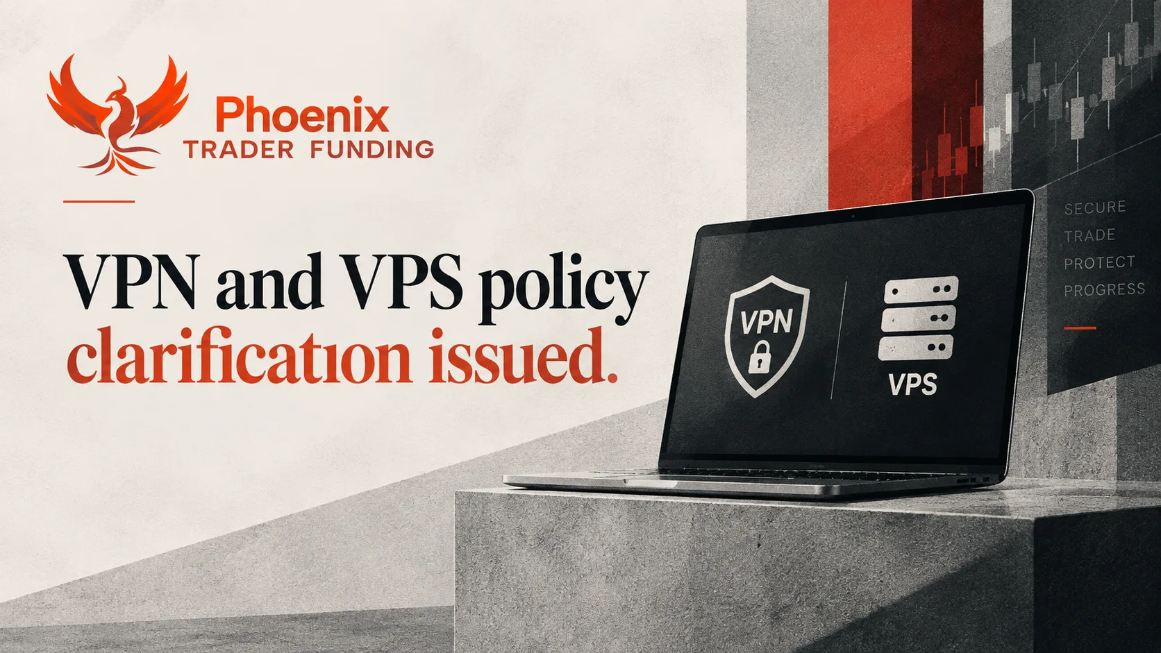 Illustration representing a prop firm's VPN and VPS usage policy.