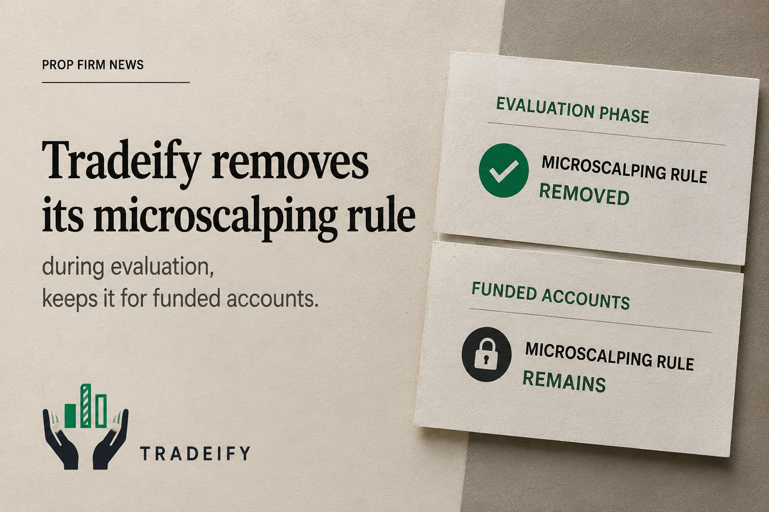 Illustration representing a prop firm easing a trading restriction during evaluation.